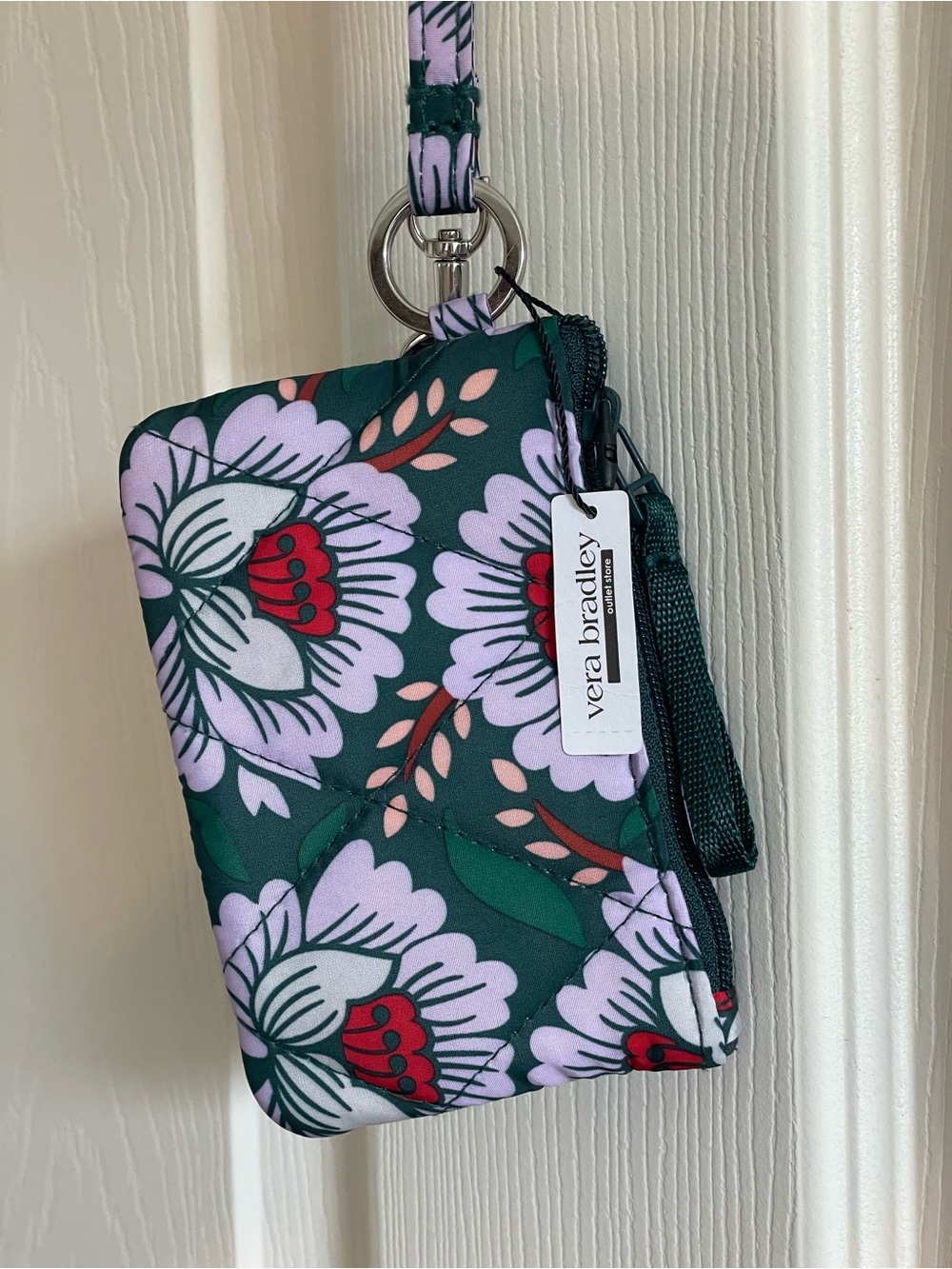 Vera Bradley Ultralight Zip ID Lanyard Purple Floral NWT $49